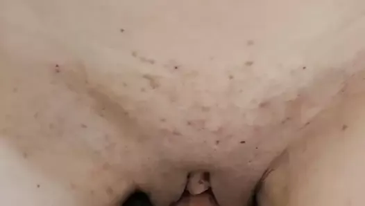 Amateur pussy sliding cock with huge accidental cumshot - Wet pussy rubbing dick and panties