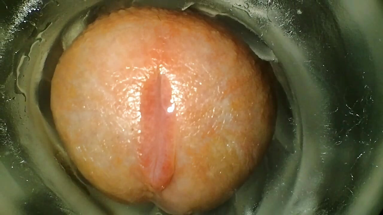 Fleslight fuck and extreme close up mushroom head cock and cumshot for you