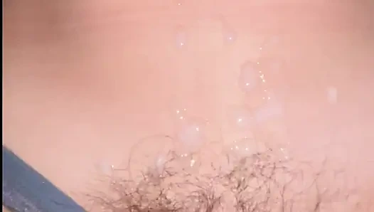 Pubis hair out of panties make me cum on her