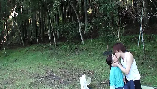 A076G11 A mature woman in her sixties is about to apply for AV. Nymphomaniac SEX in the shade of a tree in the forest!