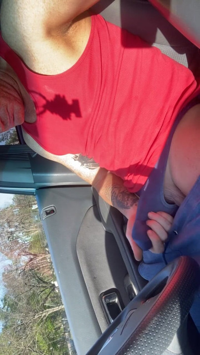 Playing with my cock in my car