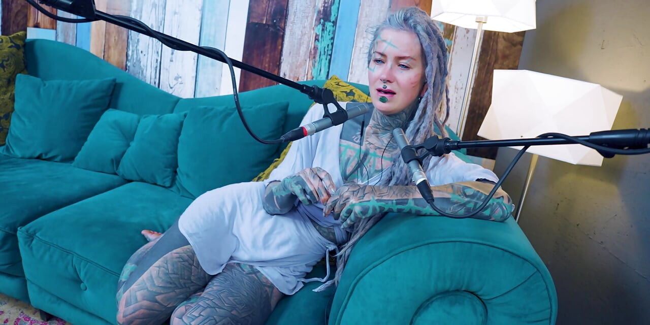 I talk about Z - zeal - ASMR podcast SFW talking goth skinny girl dreadlocks tattoo model inked girl