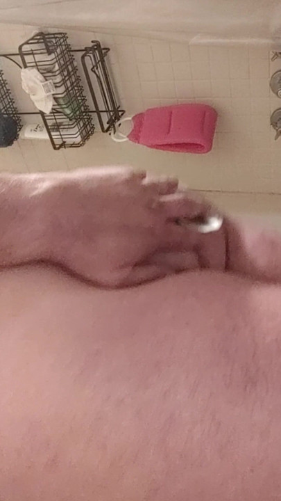 Fat chubby bisexual ass got fucked in shower by dildo