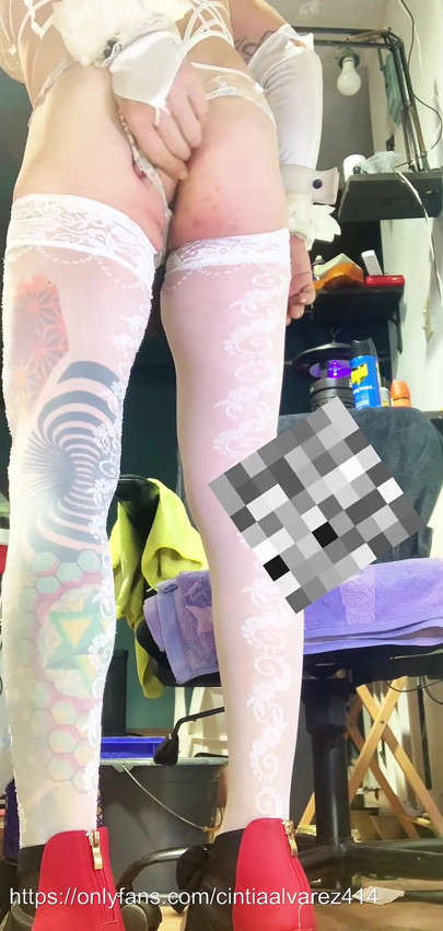 Shemale White Stocking Insert Anal Dildo