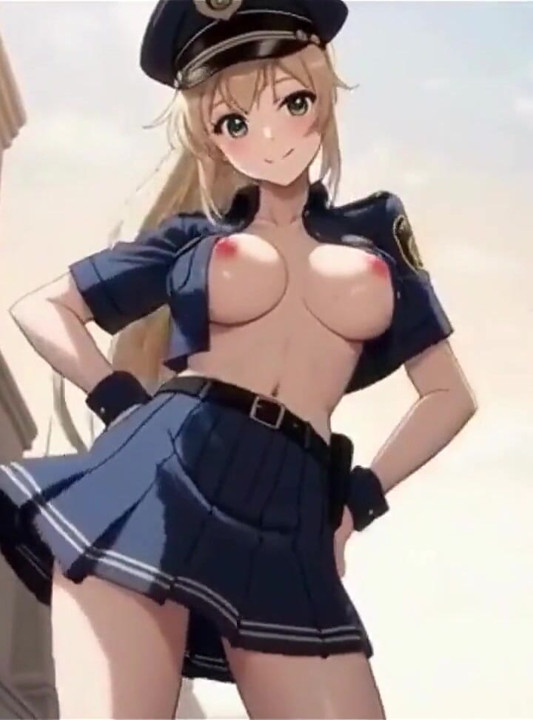 Blonde Police Slut: Street Ass & Tits Flash Doggy and Cowgirl Fuck Ai Generated
