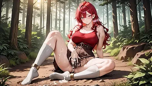 Feurige rothaarige bombe, leidenschaftlicher waldfick - rock & weiße strümpfe tropfen