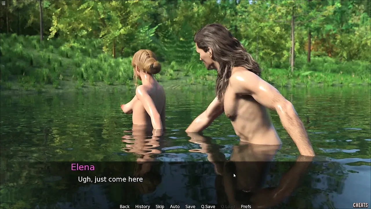 继妹在湖水里和继兄玩得很开心