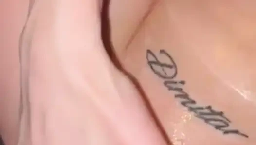 Bitch masturbates on the right seat of the car