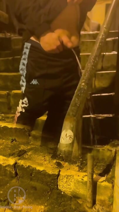 Amateur Boy Catches His Friend Pissing in the Street and Touches His Cock