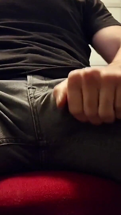POV you are hiding under my desk and im rubbing my big bulge | Clip 1