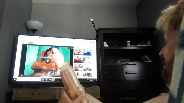 Stroking my cock to cumshot