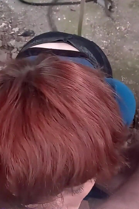 Redhead Tgirl Suck Daddy's Cock Outdoor