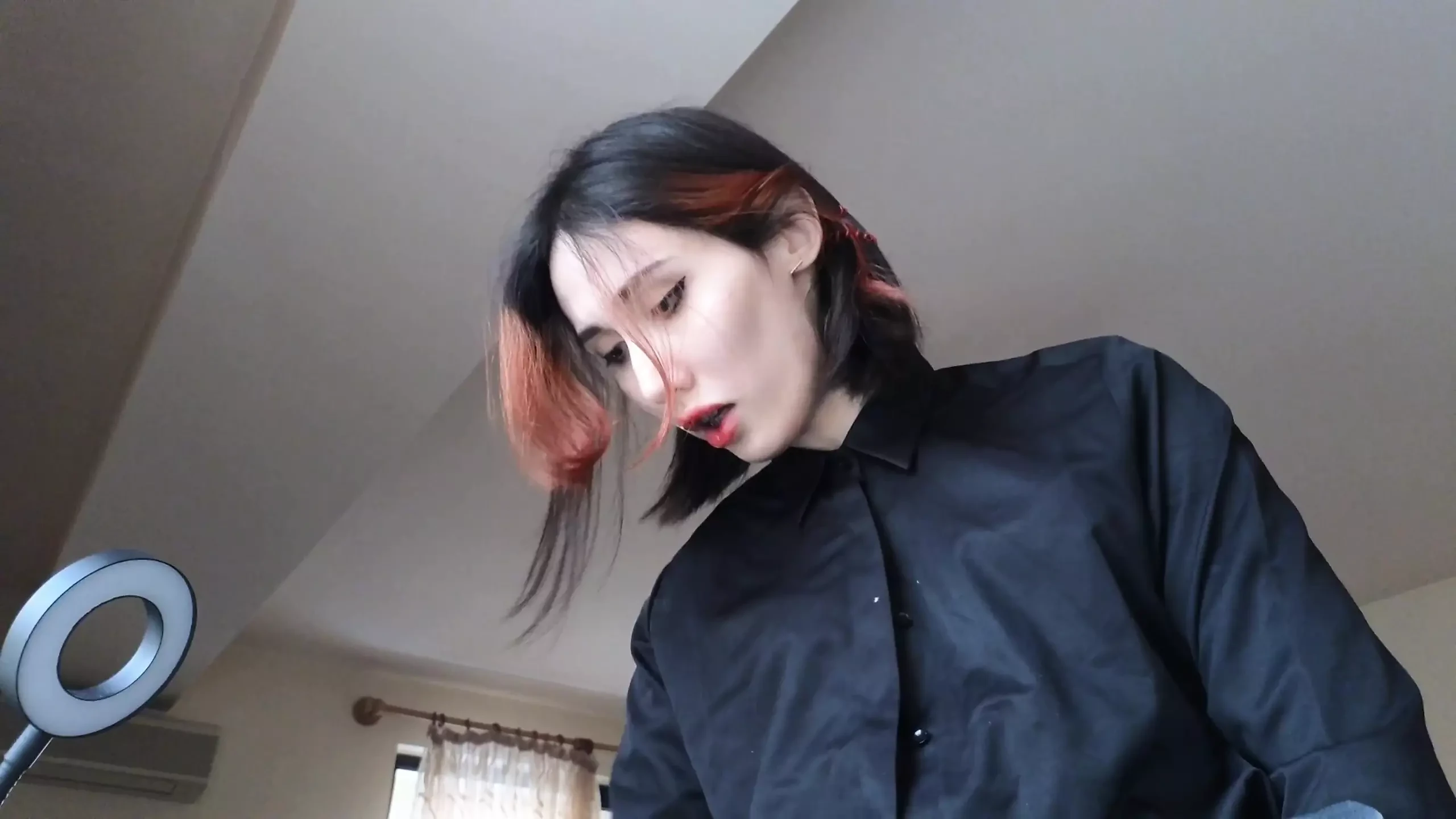 Trans in Black Suite Fuck the Pussy Toy and Make Great Cum