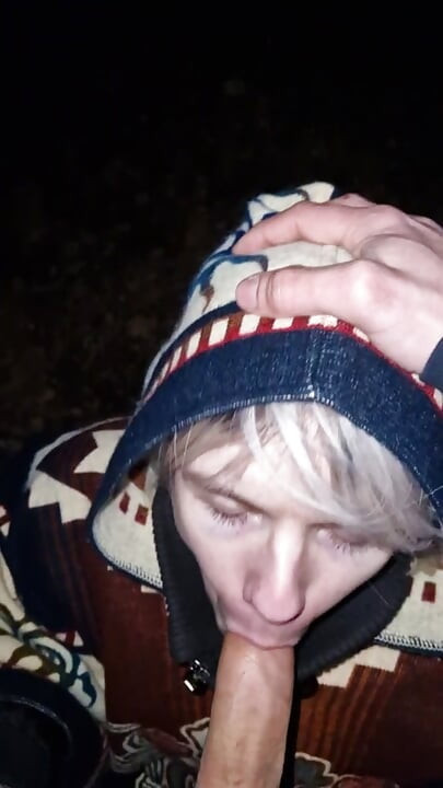 Cute Femboy Sucks his Boyfriend's Dick in the Woods