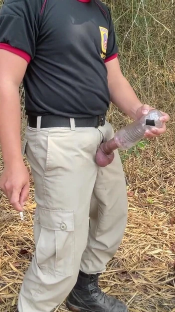 Emotional moment from "Thai uniform with sex toy outdoor"