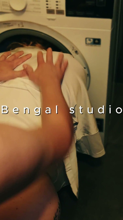 My Stepbrother Fucks Me While My Head Is Inside the Washing Machine and Covers My Tits in His Cum.