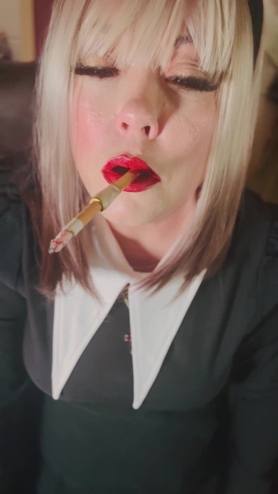 Cute Catholic Girl Tina Snua Smoking A Cork Cigarette - Lots Of Dangles And Snap Inhales | Clip 1