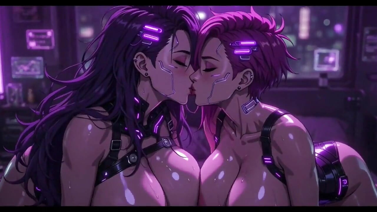 Cyberpunk Fun Girls in Their Room, Ai Animation