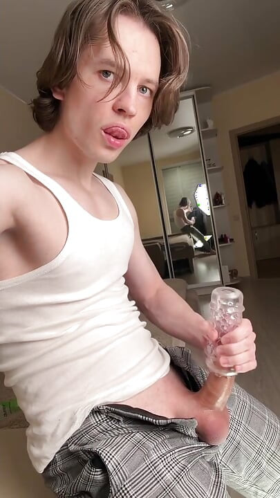 Straight Jock Pounds A Fucking Sleeve With A Creamy Cumshot