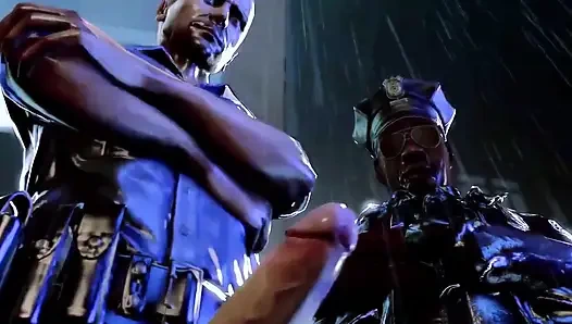 Güzellik warior ve iki polis sikişiyor - hentai 3d 17