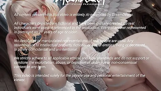 Lumina Skye скользит через собор, каждый удар ее крыльев перемешивая воздух с усилием грации - Ai Generated