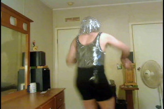 Silver Bodysuit and Black Latex  Aerobics!