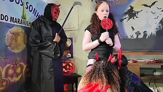 Halloween night lots of sex between werewolf orphan devil vanpira and superhero