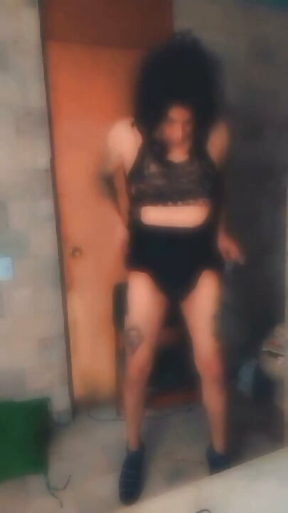 Black Lingerie on Heels