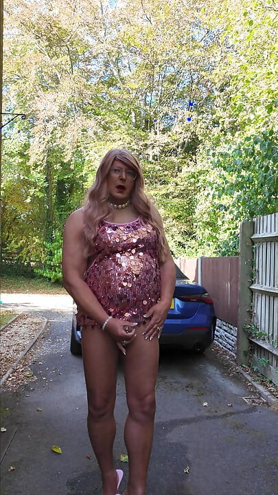 Sexy Crossdresser kellycd2022 in my pink sequin little dress and shiny pink panties
