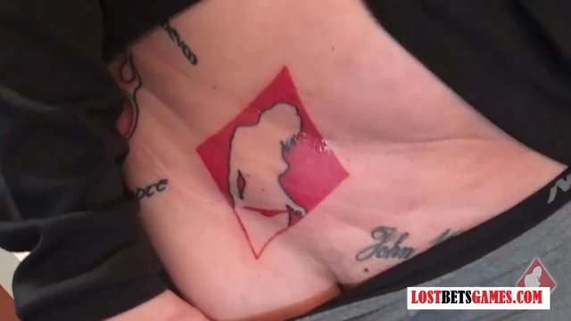 Tattooed Lesbian Pays the Price after a Game a Getting Tatto