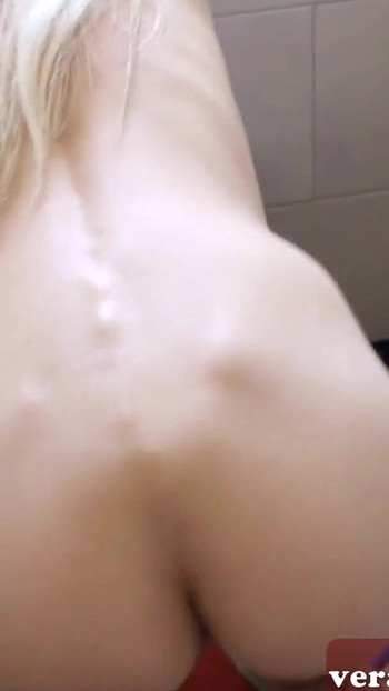 Captivating moment from "Blonde teen girlfriend is cheating her boyfriend in sauna with sugar daddy"