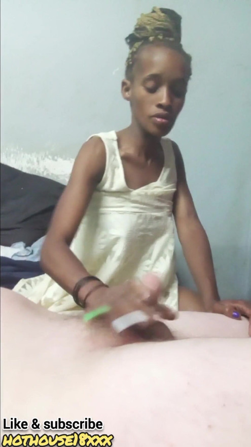 Very hot black girl with braided her sucks white man cock & gets spooned by white man | Clip 2