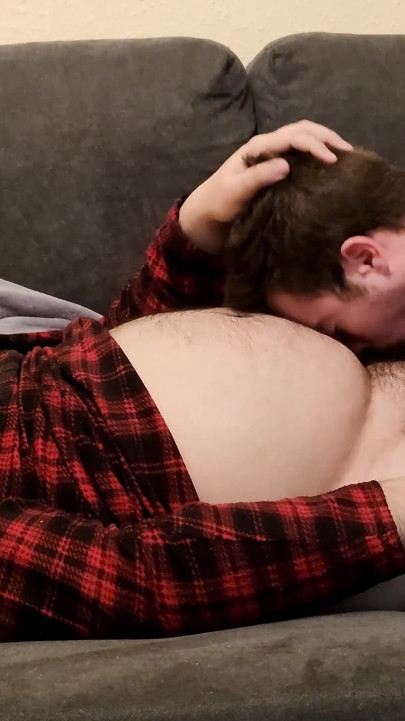 Sucking off a Hairy Bear on the Sofa
