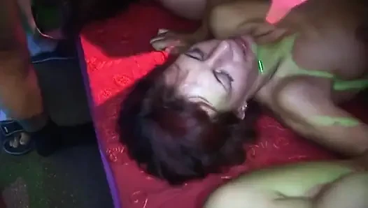 Mature Brunette Stretched Wide in Sloppy Group Pounding