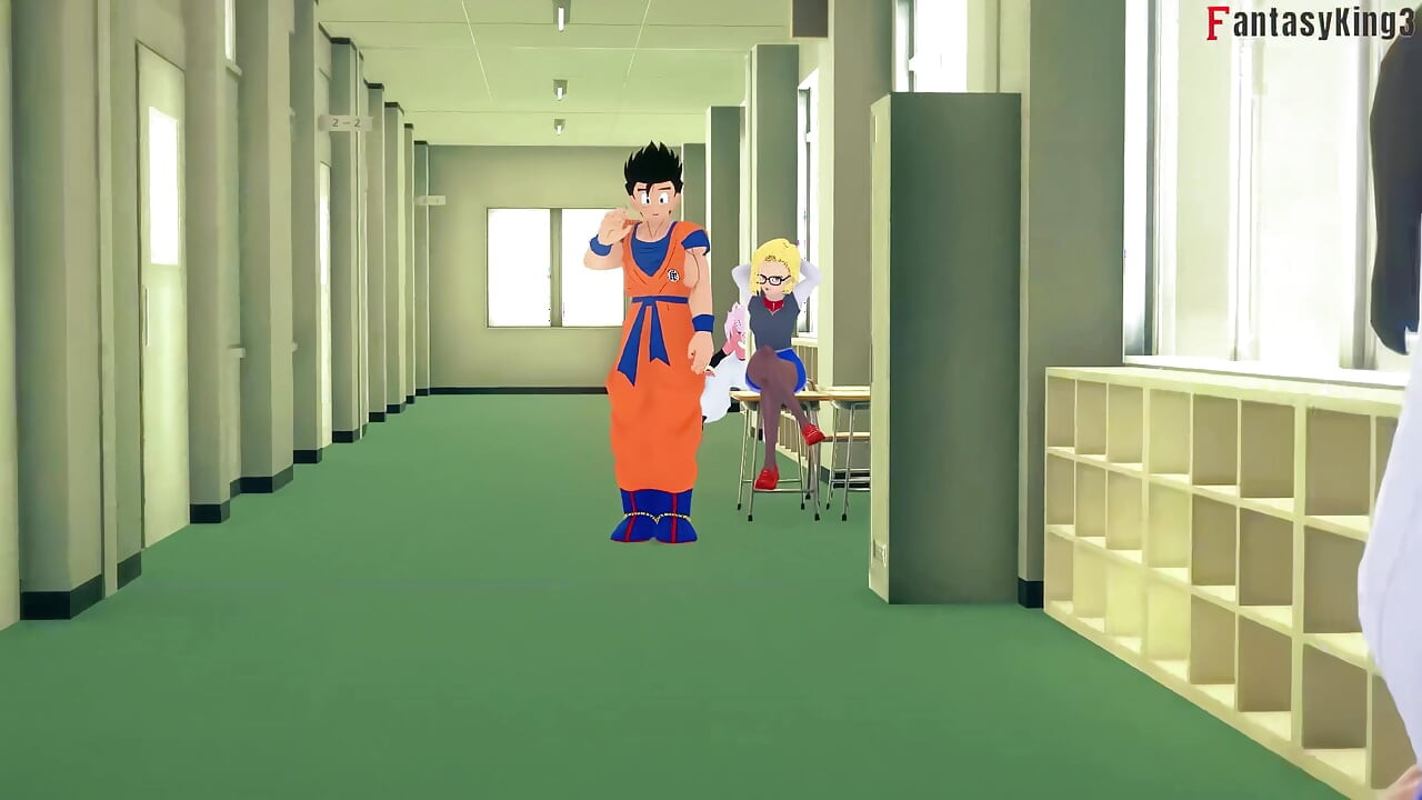 Android 18 ชอบที่ Videl ดูการเย็ดของเธอ Gohan - DragonBall Zex Series