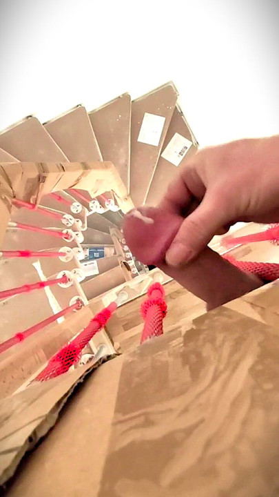New Staircase of the Customer with Cum  inaugurated, nice fat Sperm load from my nice Musroohmhead Cock