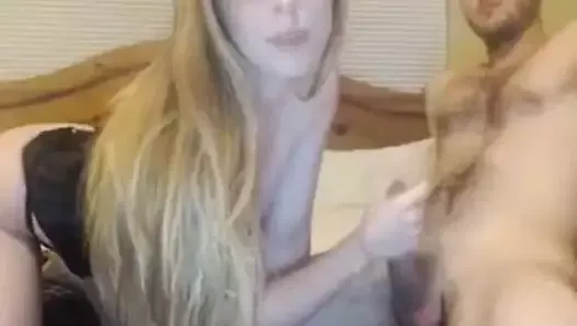 Sexy Long Hair Blowjob, Hairjob And Play With Cock
