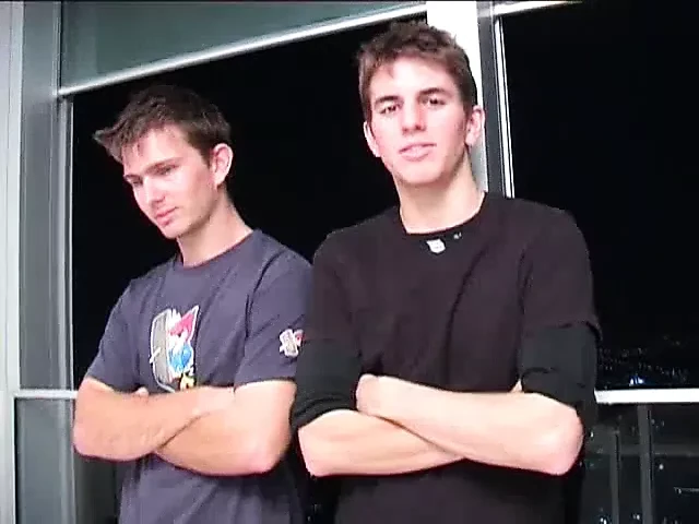 Two young straight