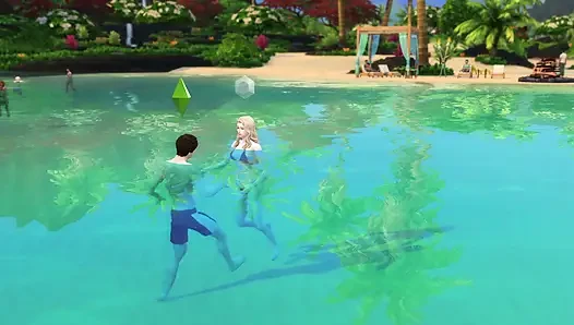 Couple gets excited on a day at the beach