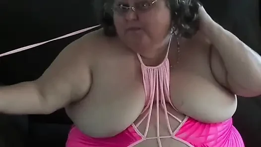 Nurse Vicki in Cute Pink Spandex One Piece Strips, Rubs Belly & Masturbates for You!