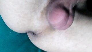 Masturbating the big hairy thick dick and big balls and showing asshole winking 