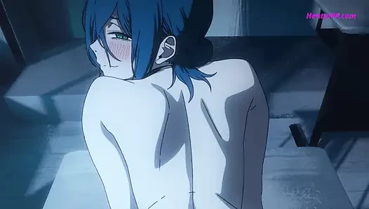 Denji Fucks Reze From Behind, Grips Her Hips, She Bites His Arm as He Cums Inside