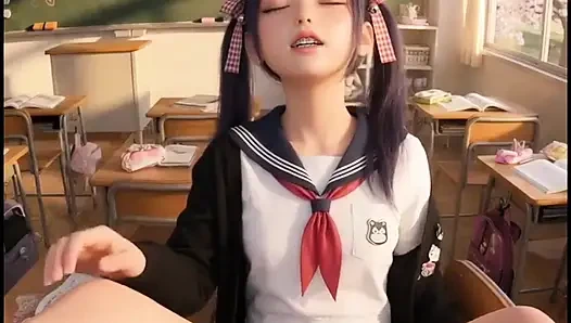 Kız öğrenci cosplay (+18) anime, teneffüste şehvet hissediyor