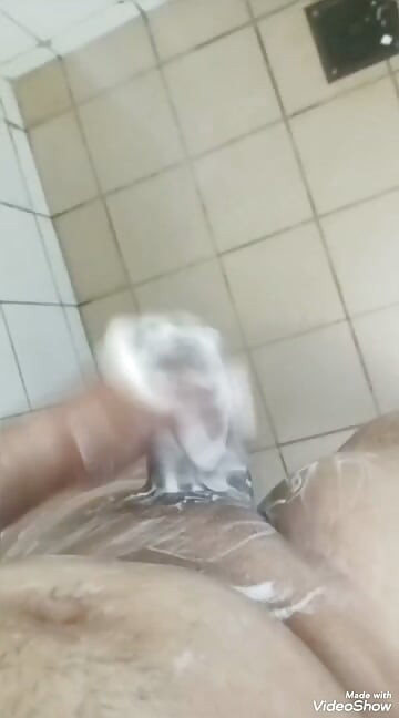 My big dick masterbation in cold shower