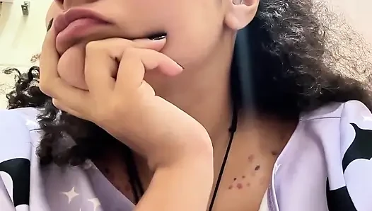 Gassy Milk-intolerant Girl on the Toilet and Farting