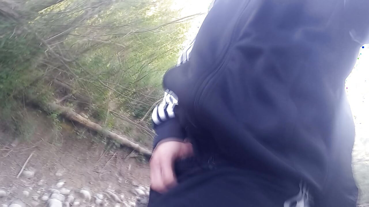 Who will spot this twink in a black and white adidas tracksuit, flashing his cock in public going commando freeballing, peeing i