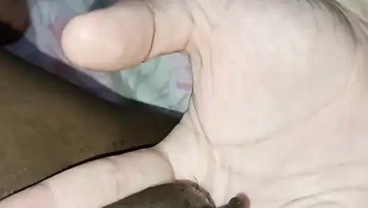 Playing with my sexy ebony skinny wife until cum and squirt