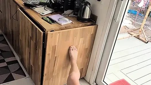 Horny Beautiful Cute Teenage Masturbation Shot from Above with Dildo and Blowjob