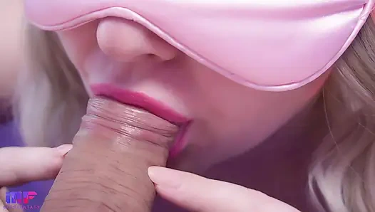 Gentle ASMR blowjob close-up cum in mouth