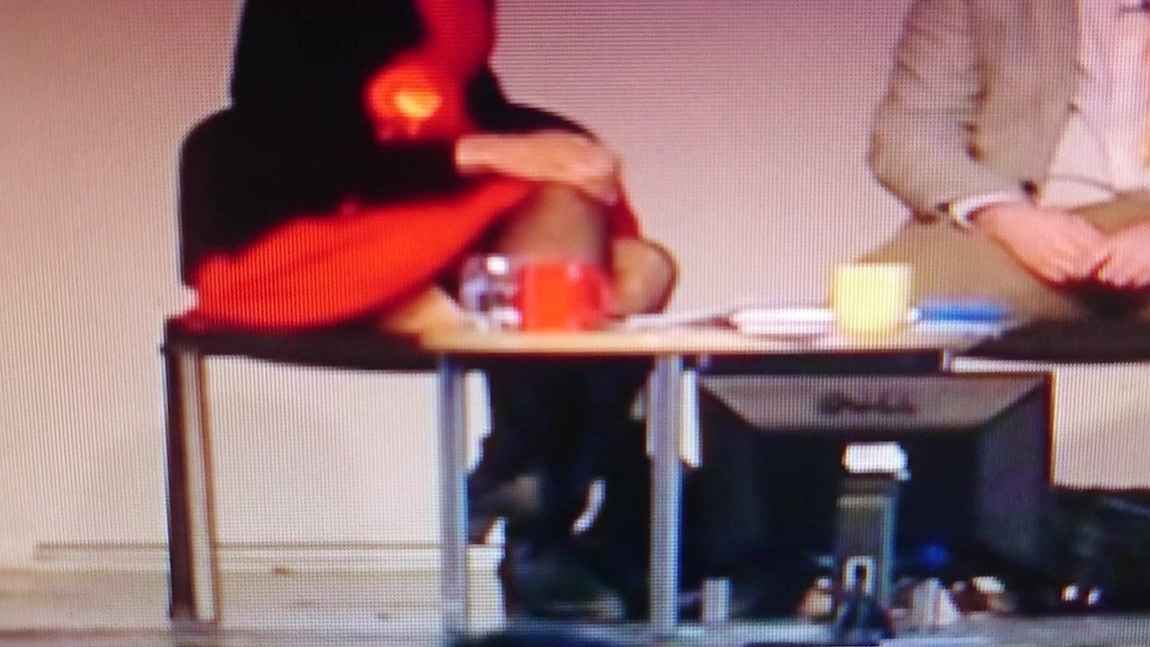 Chi Onwards in stockings at public stage